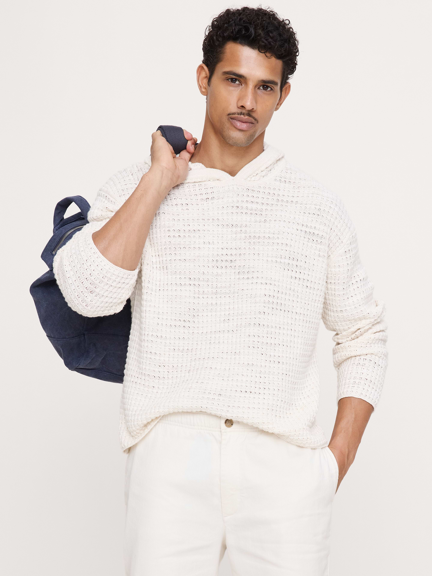 Image number 1 showing, Linen-Cotton Sweater Hoodie