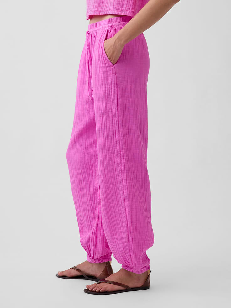 L'image numéro 3 présente Pantalon de jogging en gaze de coton