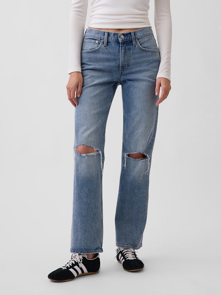 Image number 2 showing, Mid Rise Relaxed Straight Jeans