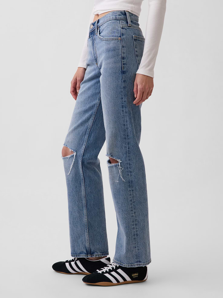Image number 3 showing, Mid Rise Relaxed Straight Jeans
