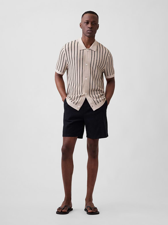 Button-Up Sweater Polo Shirt