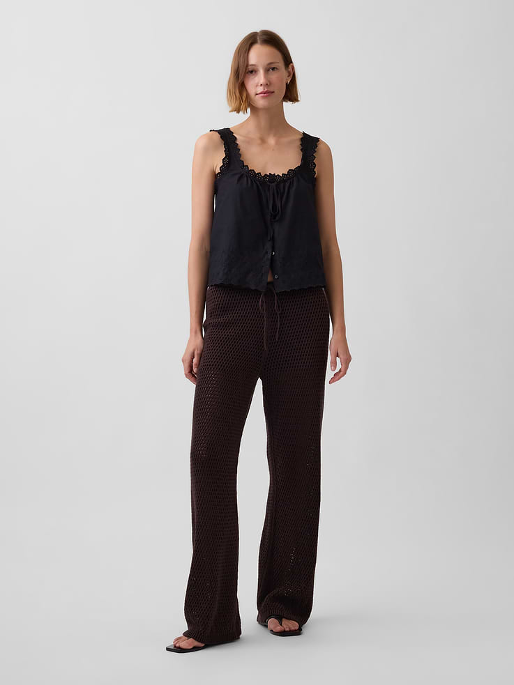 Image number 6 showing, 100% Cotton Crochet Sweater Pants