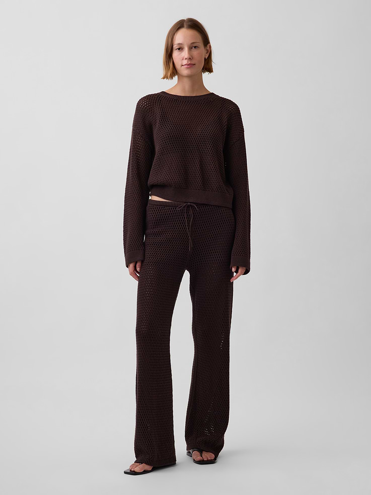 Image number 1 showing, 100% Cotton Crochet Sweater Pants