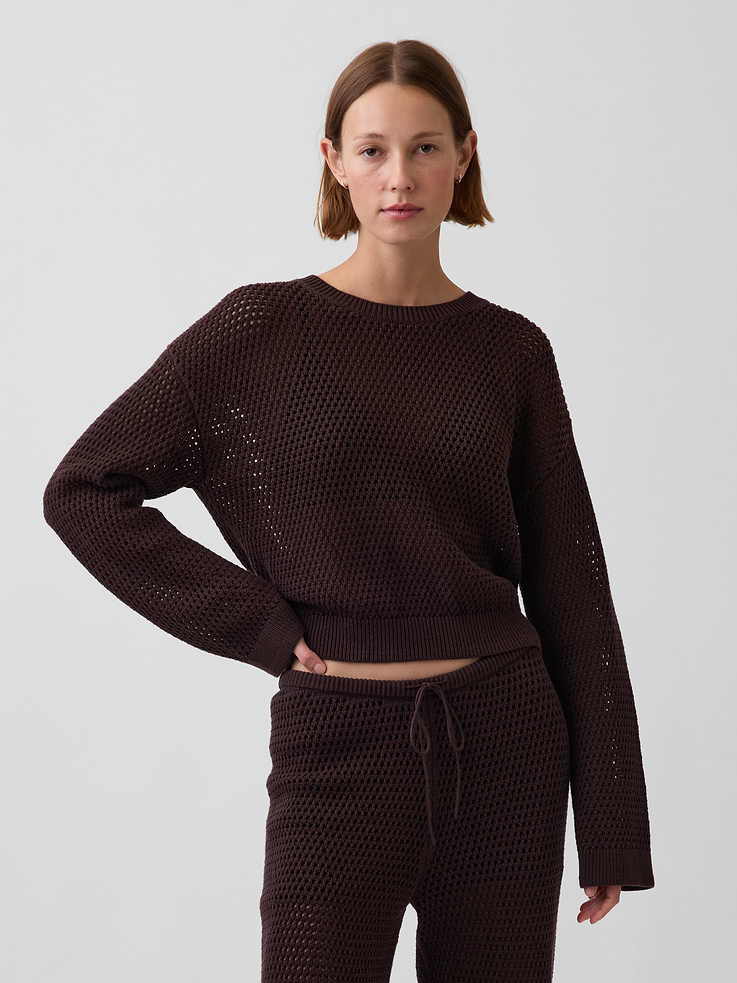 L'image numéro 1 présente Chandail décontracté crocheté 100 % coton