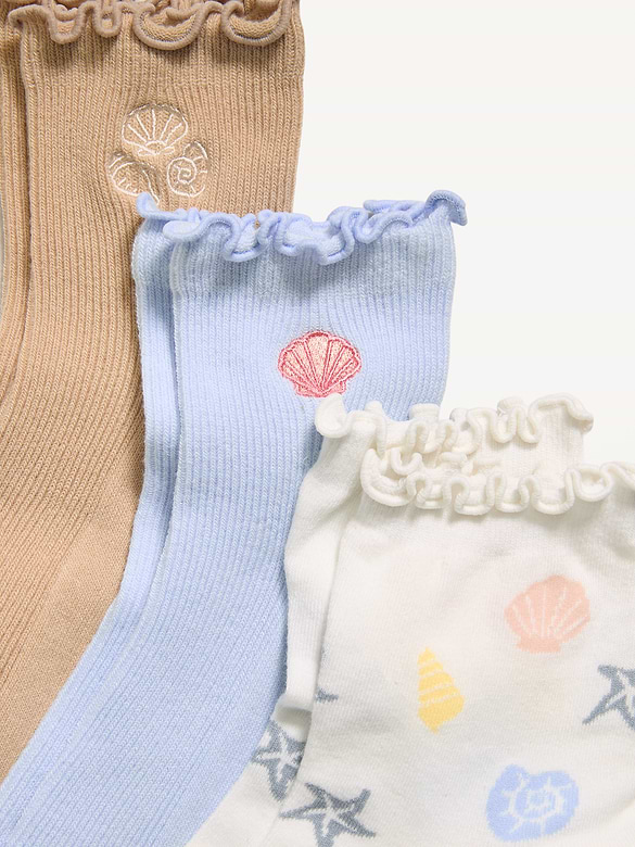 Ruffled Crew Sock 3-Pack for Women