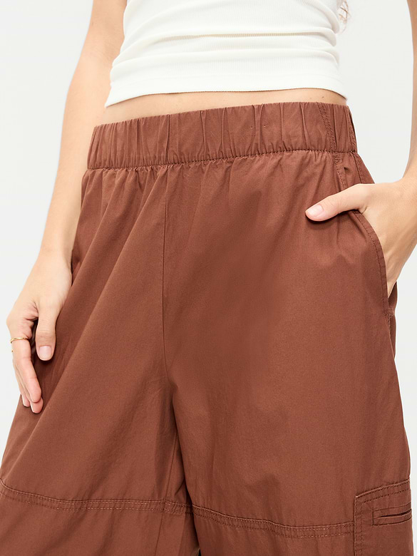 Mid-Rise Cropped Barrel-Leg Utility Pants