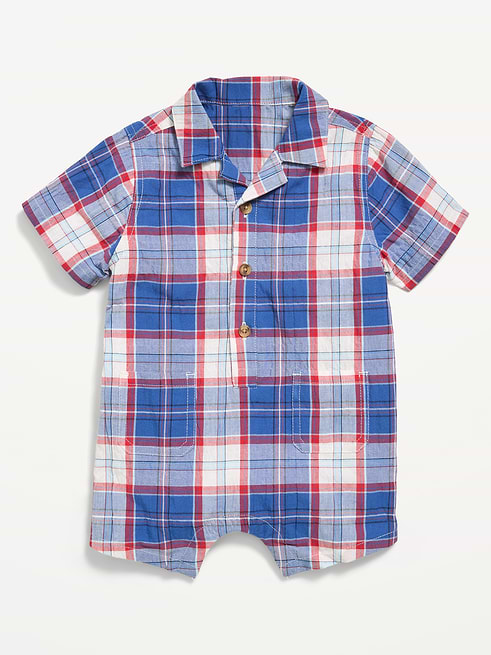 Collared Collared Plaid One-Piece Romper for Baby on clearance at Old Navy — 44% off