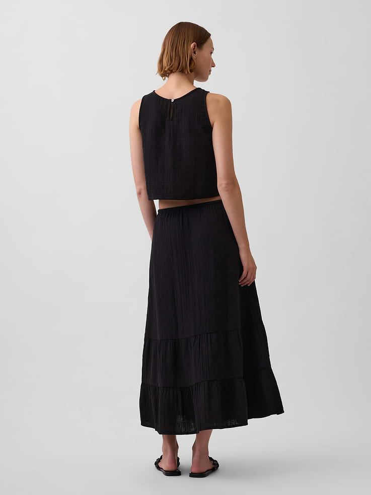 Image number 2 showing, Cotton Gauze Tiered Easy Maxi Skirt