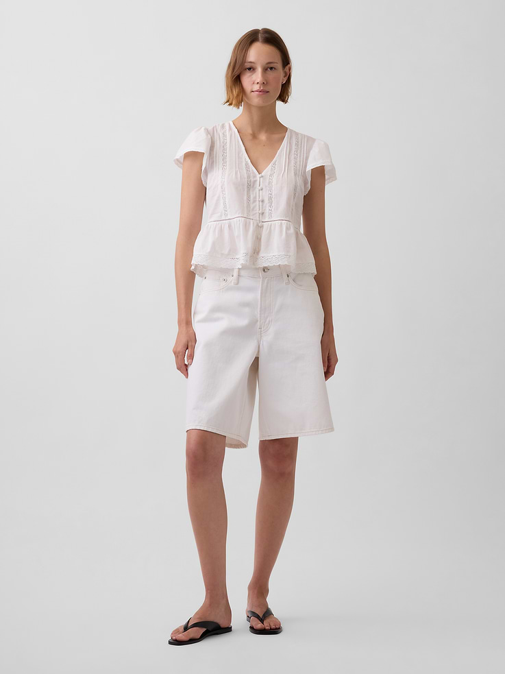 Image number 2 showing, Lace Voile Peplum Crop Top