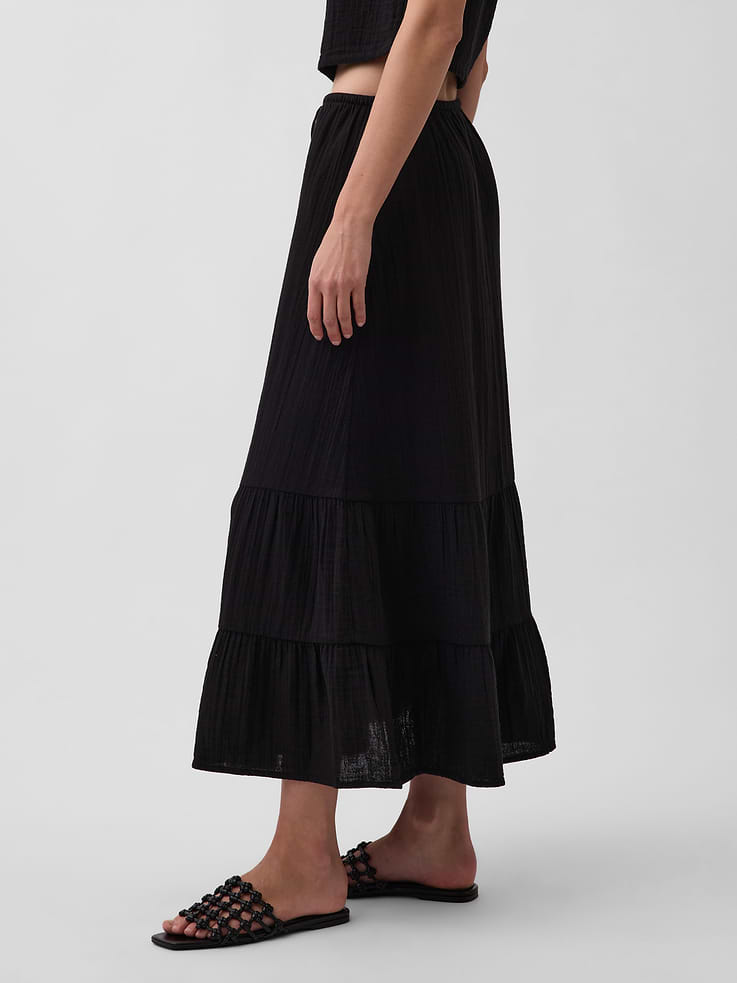 Image number 3 showing, Cotton Gauze Tiered Easy Maxi Skirt