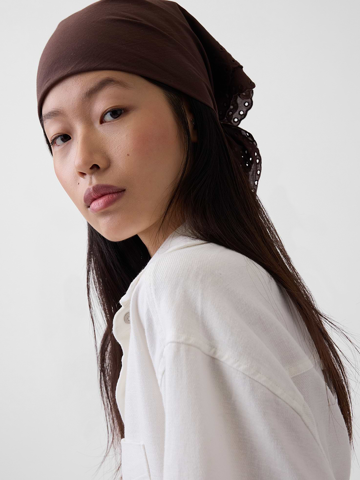 Image number 2 showing, 100% Cotton Eyelet Bandana Scarf