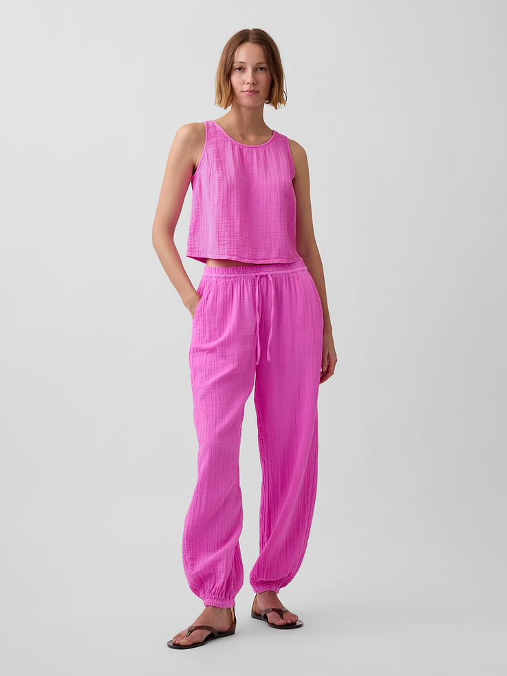 L'image numéro 1 présente Pantalon de jogging en gaze de coton