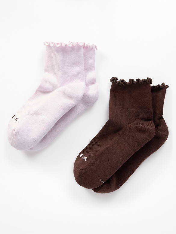 Athleta Ruffle Everyday Quarter Crew Sock 2-Pack
