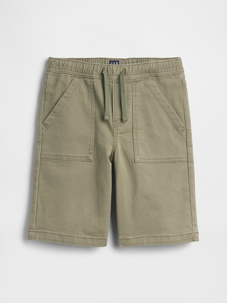 Image 1 of 3, This product is part of our water-saving Washwell program. Compared with conventional wash methods, Washwell uses at least 20% less water., Stretch denim., Color wash., Drawcord ties at elasticized waist, faux fly., Front utility pockets, patch pockets at back., This product was made in a factory that invests in gender equity and women’s empowerment through RISE. Learn more at, Product #1175104