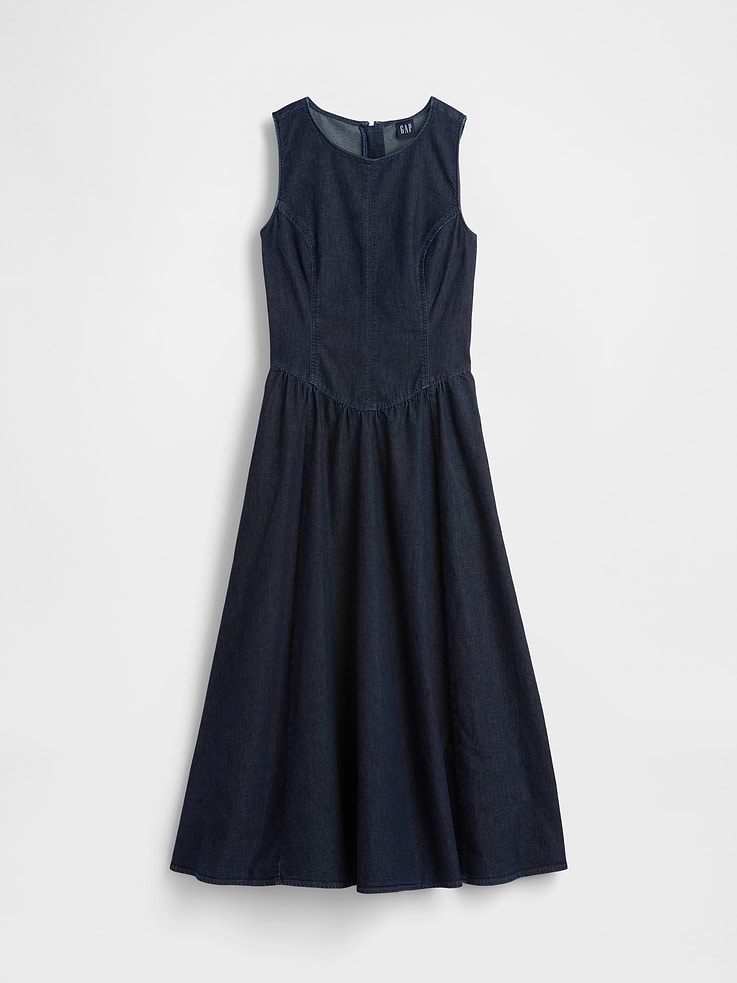 Image number 5 showing, Denim Drop-Waist Midi Dress