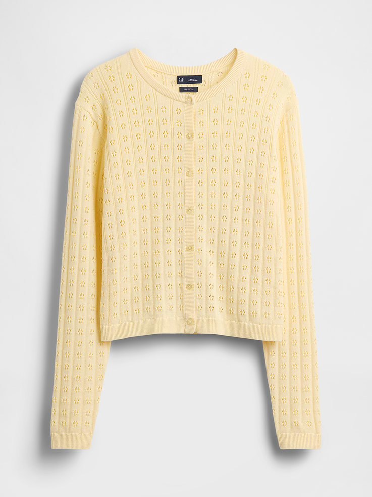Image number 5 showing, 100% Cotton Pointelle Crop Cardigan