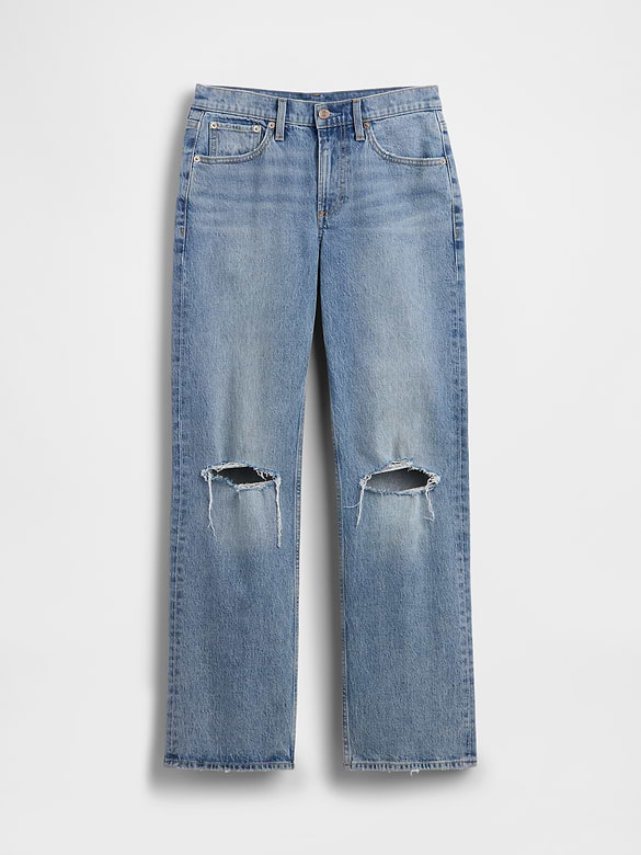 Mid Rise Relaxed Straight Jeans