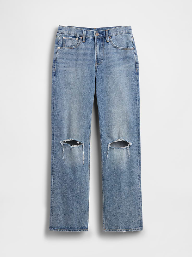 Image number 6 showing, Mid Rise Relaxed Straight Jeans