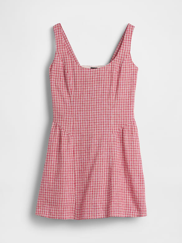 Linen-Blend Drop-Waist Mini Dress