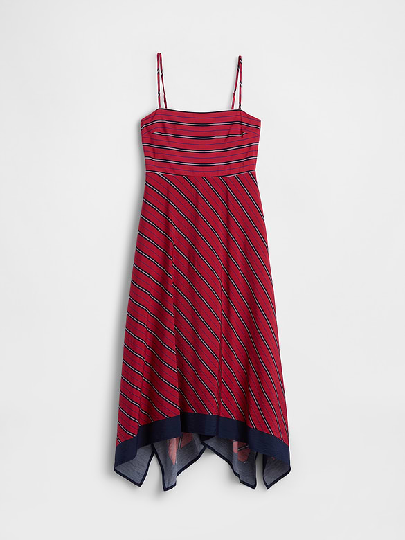 Stripe Handkerchief Midi Dress