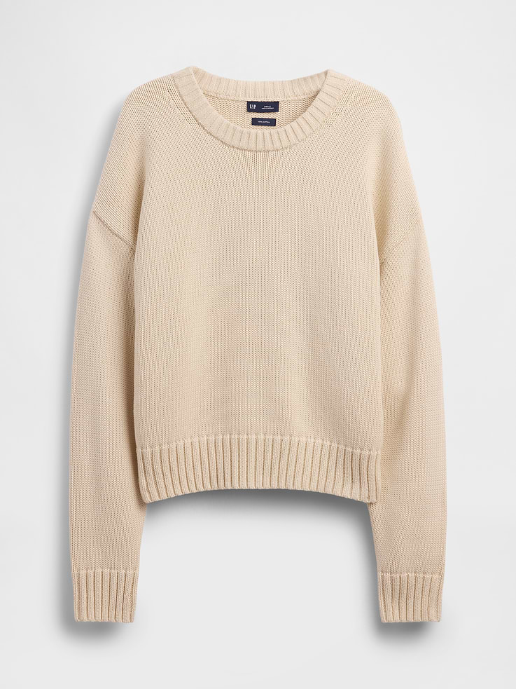 Image number 5 showing, 100% Cotton Oversized Crop Sweater