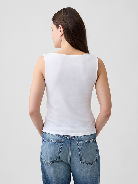Modern Ribbed Asymmetrical Button-Side Top