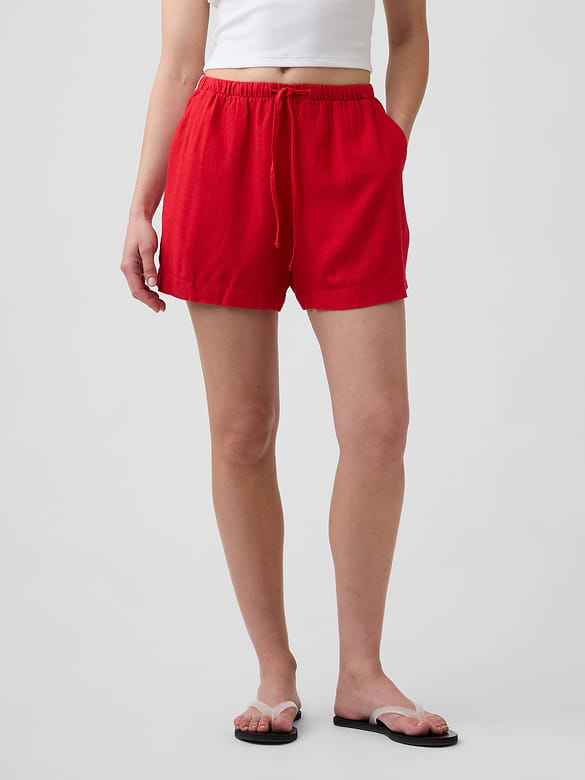 4" Pull-On Linen-Blend Shorts