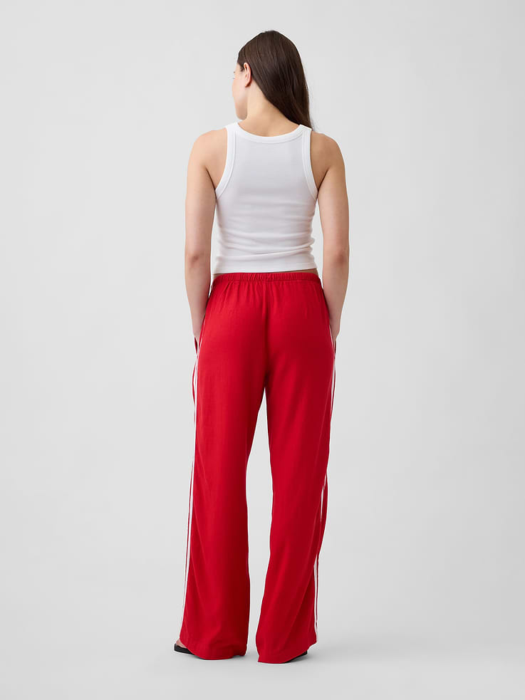 Image number 4 showing, Linen-Blend Stripe Wide-Leg Pants
