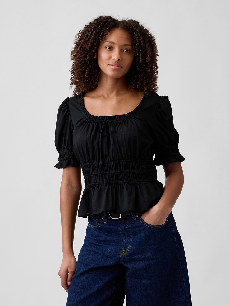 Image number 1 showing, Smocked Puff Sleeve Top