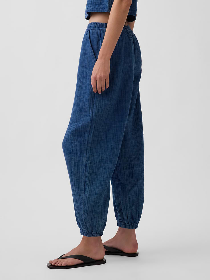 Image number 3 showing, Cotton Gauze Denim Easy Barrel Joggers