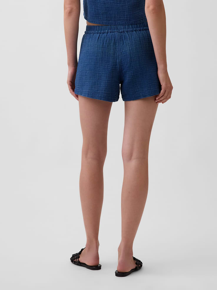 Image number 4 showing, 4" Cotton Gauze Denim Easy Shorts