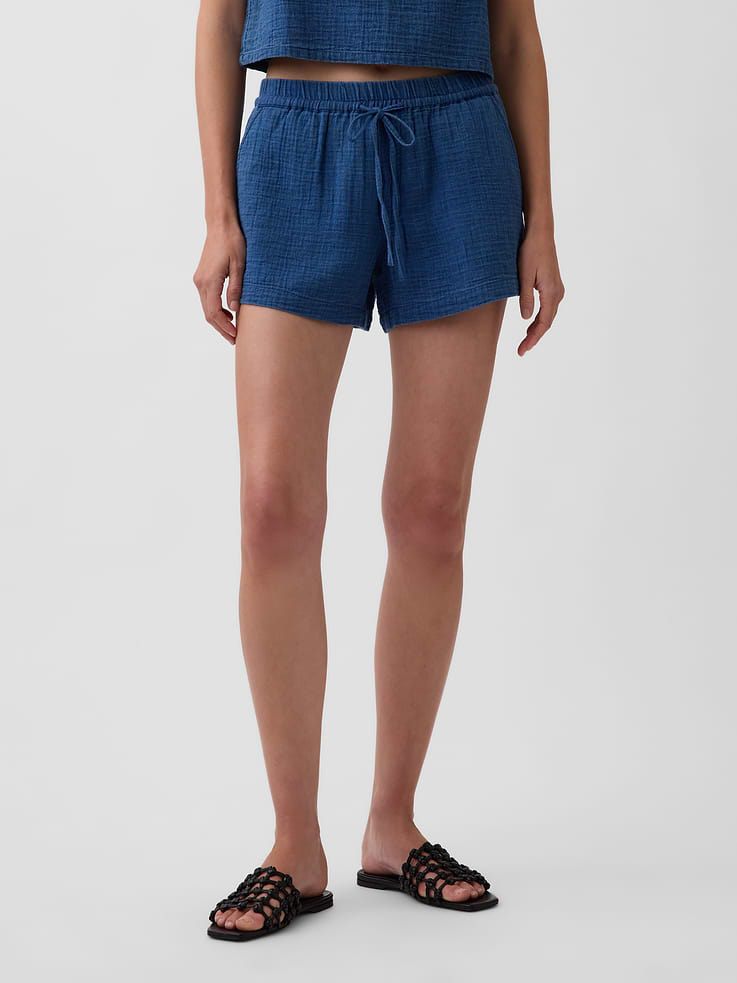 Image number 2 showing, 4" Cotton Gauze Denim Easy Shorts