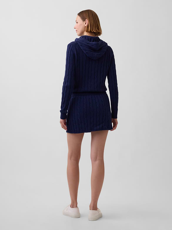 100% Cotton Cable-Knit Mini Skort