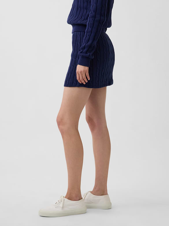 100% Cotton Cable-Knit Mini Skort
