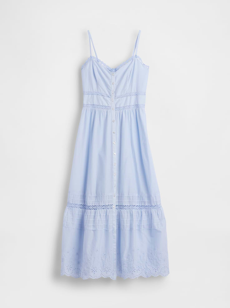 Image number 5 showing, Lace-Trim Button-Front Maxi Dress