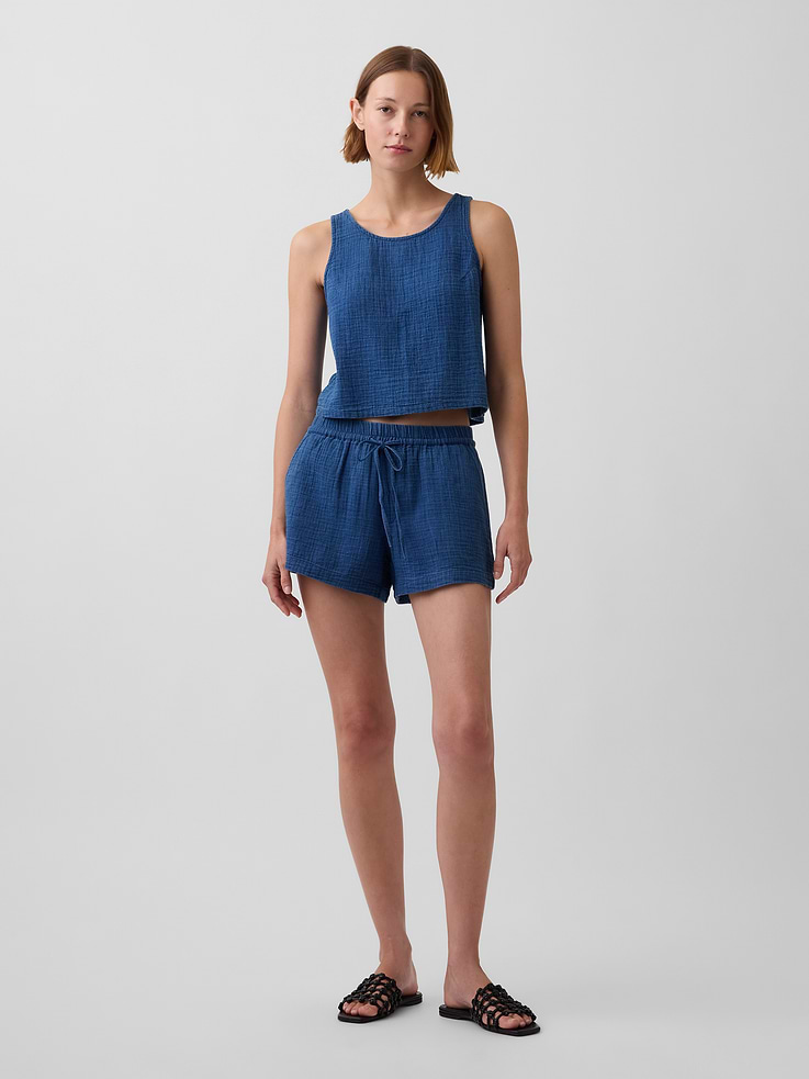 Image number 1 showing, 4" Cotton Gauze Denim Easy Shorts
