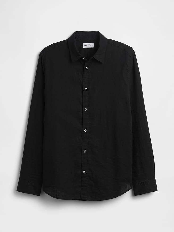 Image 5 of 5, Linen-Blend Shirt in Standard Fit