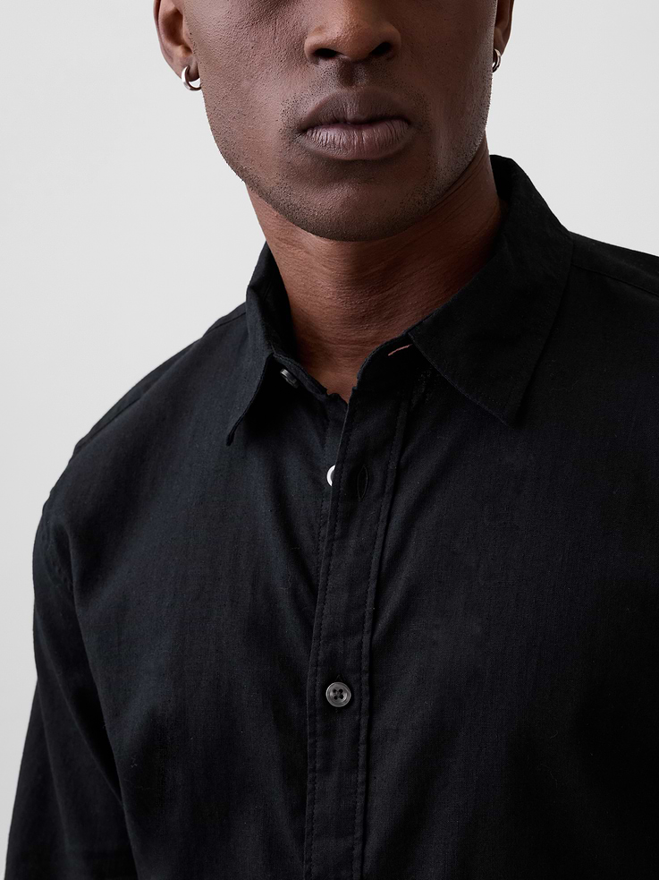 Image 4 of 5, Linen-Blend Shirt in Standard Fit