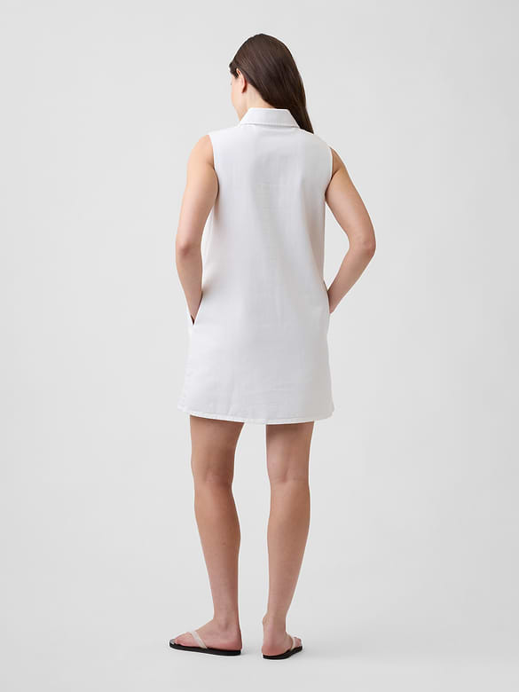 Sleeveless Collared Denim Mini Dress