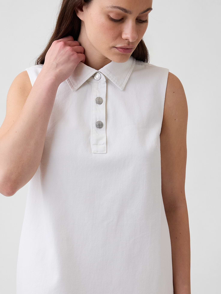Image number 3 showing, Sleeveless Collared Denim Mini Dress