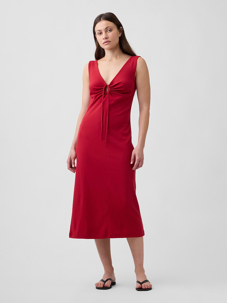 Image number 1 showing, Tie-Front Midi Dress