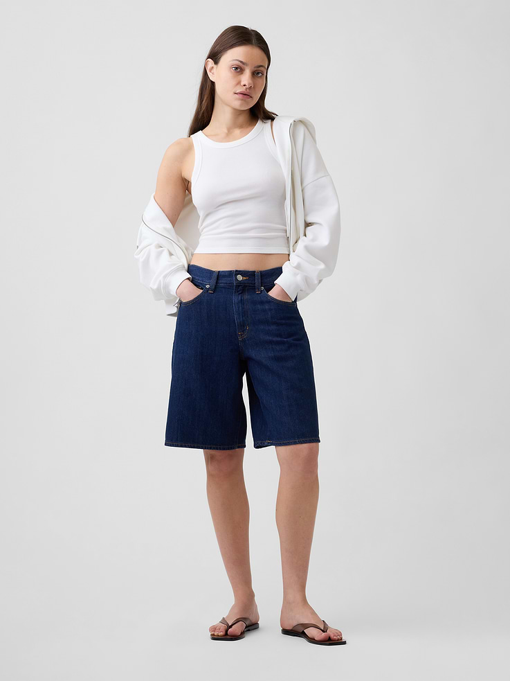 Image number 1 showing, 11" Low Slung SuperSoft Longline Denim Shorts