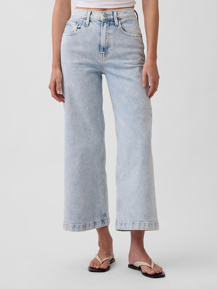 Image number 2 showing, High Rise Stride Wide-Leg Ankle Jeans
