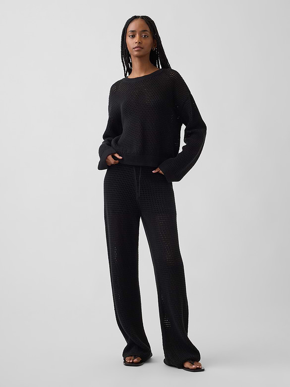 100% Cotton Crochet Relaxed Sweater