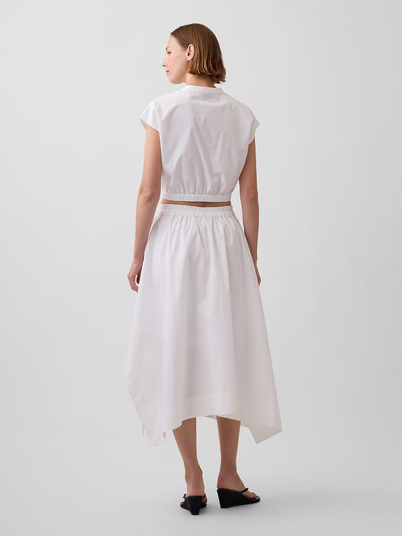 Poplin Midi Handkerchief Skirt