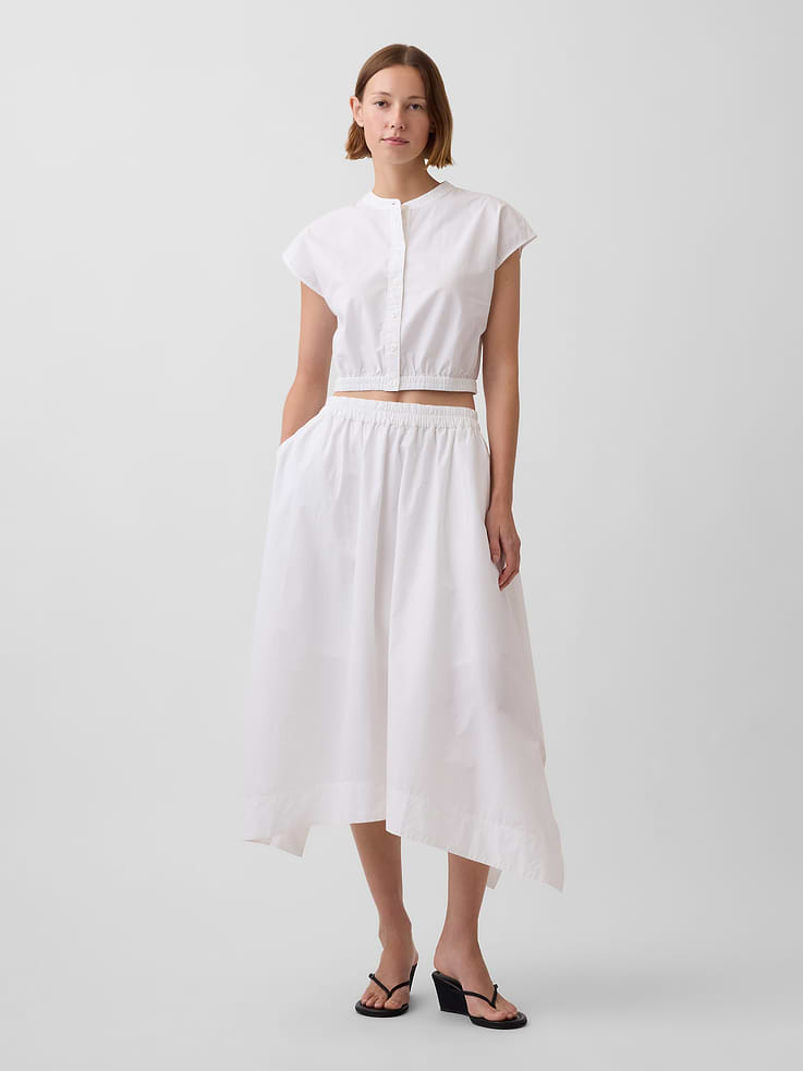 Image number 1 showing, Poplin Midi Handkerchief Skirt