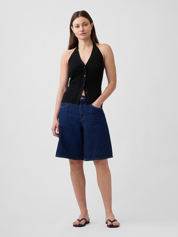 Image number 3 showing, Sleeveless Halter Button-Up Sweater