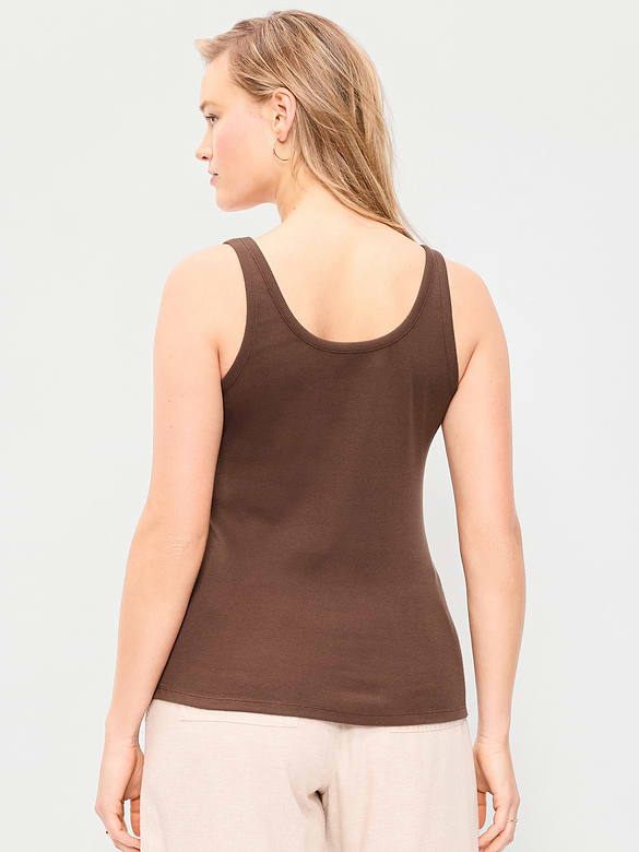 First-Layer Ribbed Scoop-Neck Tank Top