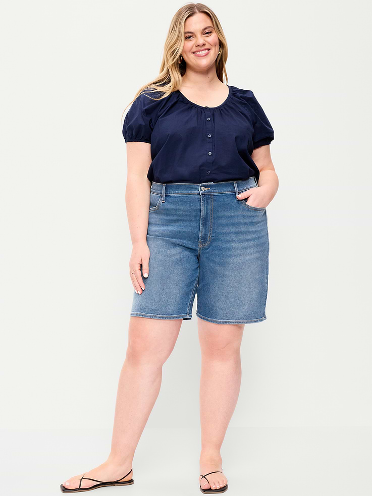 Image number 6 showing, High-Waisted Wow Jean Shorts -- 9-inch inseam