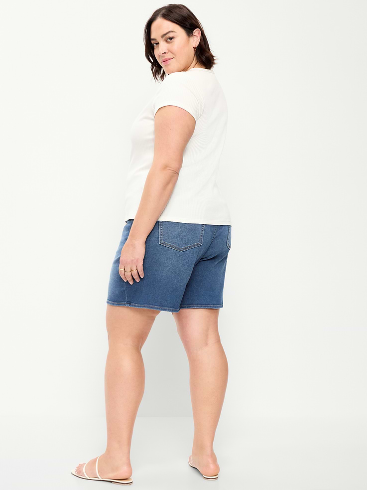 Image number 8 showing, High-Waisted Wow Jean Shorts -- 7-inch inseam